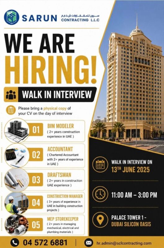 Sarun Contracting Walk in Interview Poster