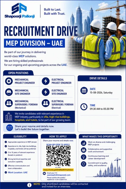 Shapoorji Pallonji Mideast Walk in Interview Poster
