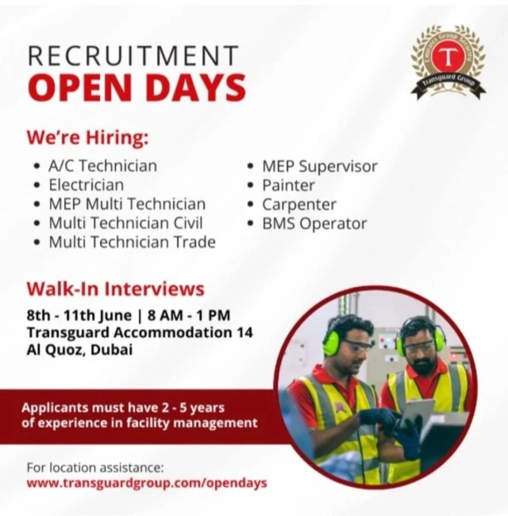 Transguard Group Open Day Recruitment Poster
