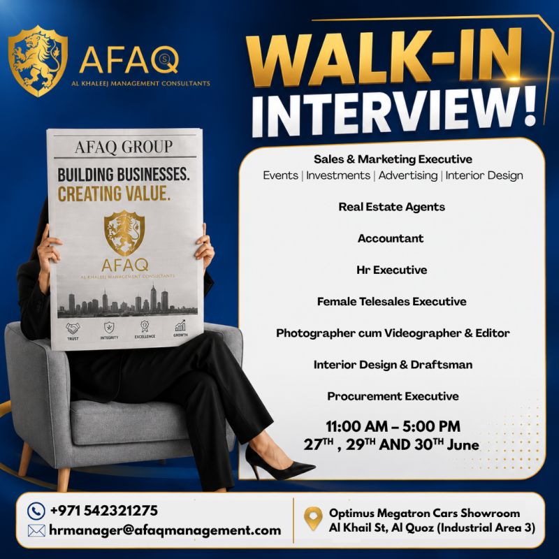 AFAQ Group Walk in Interview Poster