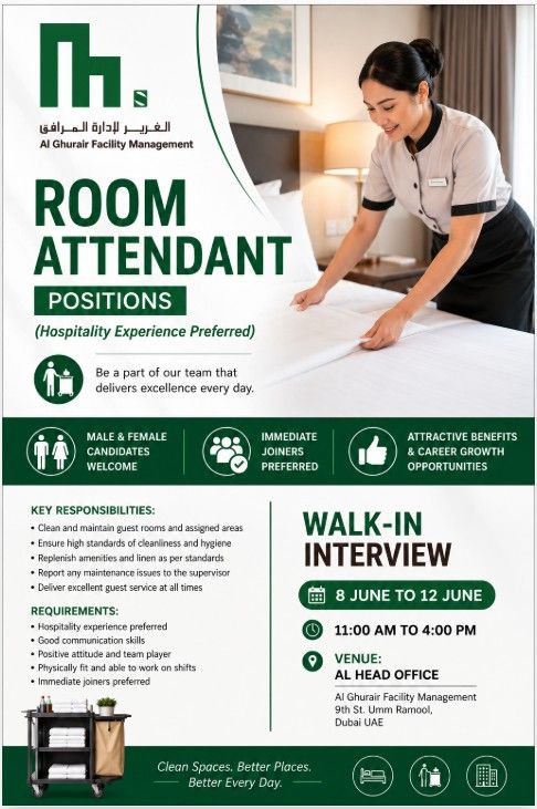 Al Ghurair Facility Management Walk in Interview Poster