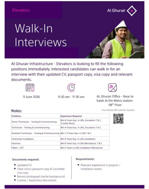 Al Ghurair Infrastructure Walk in Interview in Dubai June 2026