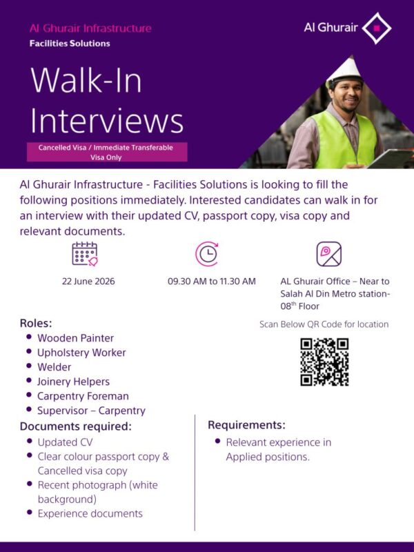 Al Ghurair Infrastructure Walk in Interview Poster