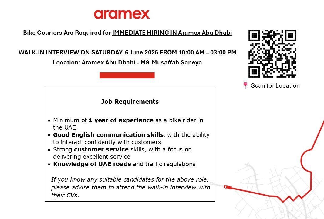 Aramex Walk in Interview Poster