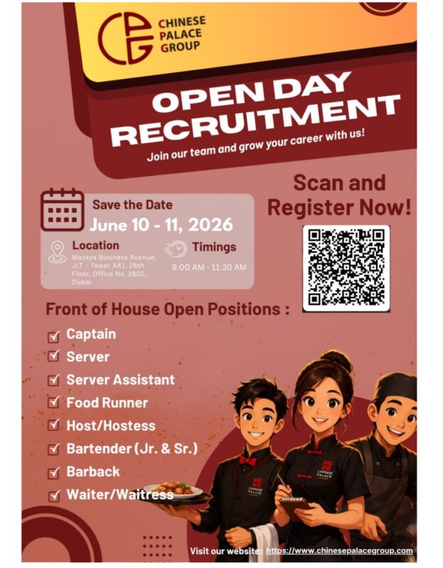 Chinese Palace Group Open Day Recruitment Poster