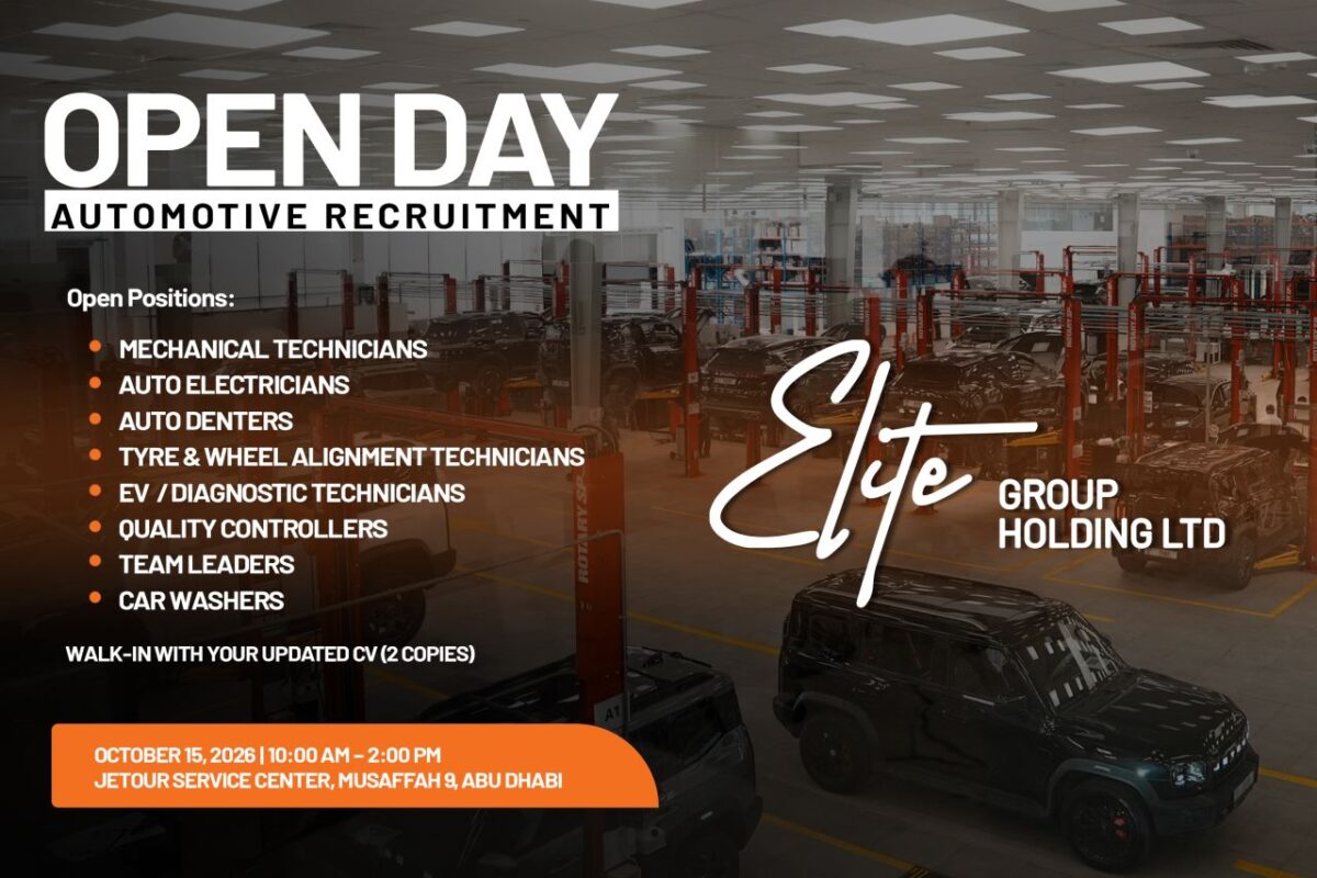 Elite Group Open Day Automotive Recruitment Poster
