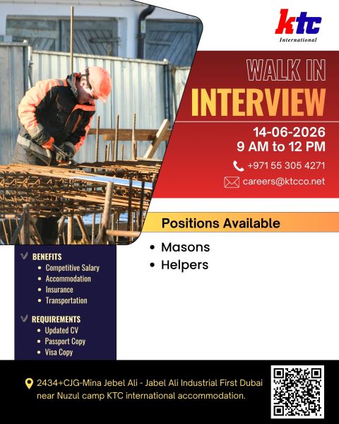 KTC International Walk in Interview Poster
