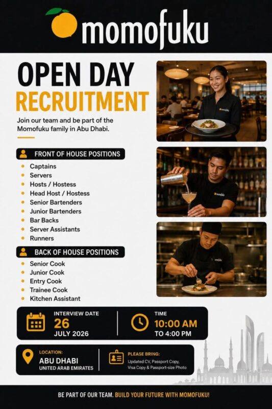 Momofuku Open Day Recruitment Poster