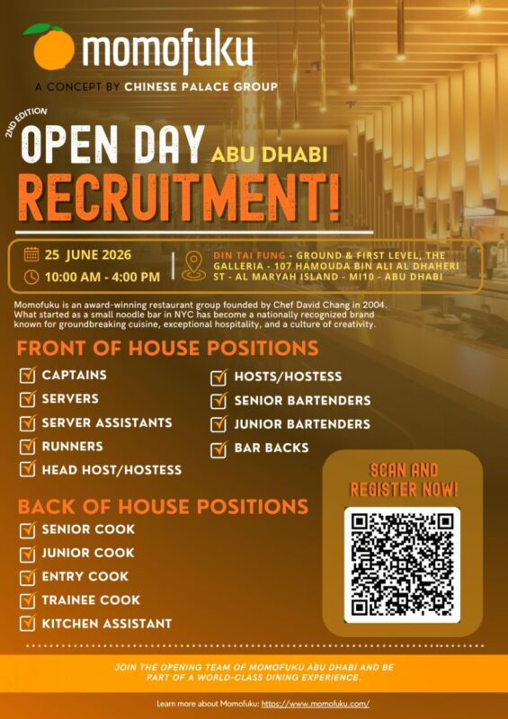 Momofuku Open Day Recruitment Poster