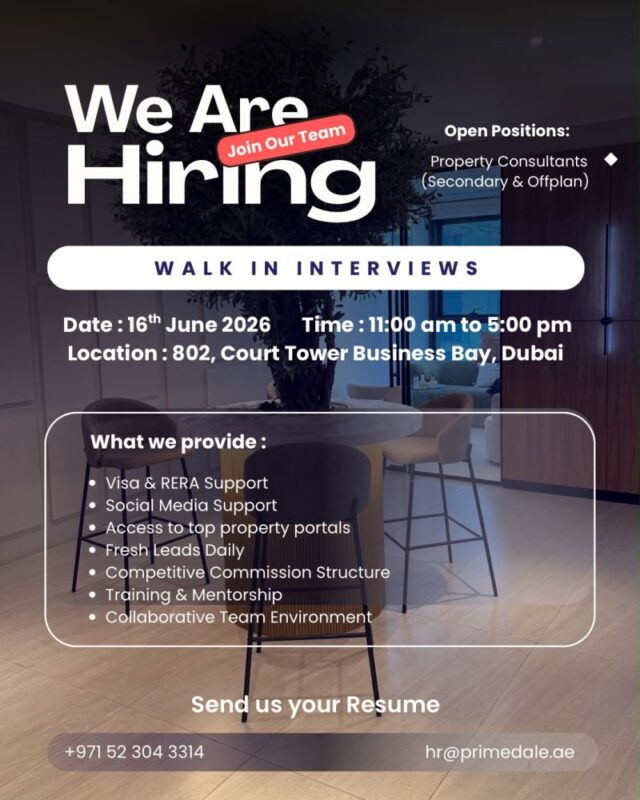 Primedale Real Estate Walk in Interview Poster