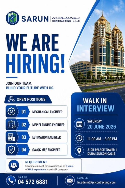 Sarun Contracting Walk in Interview Poster