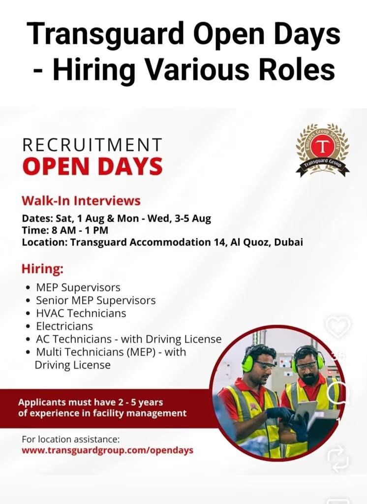 Transguard Group Open Day Recruitment Poster