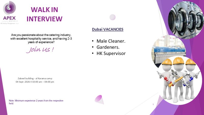 APEX Facility Walk in Interview Poster