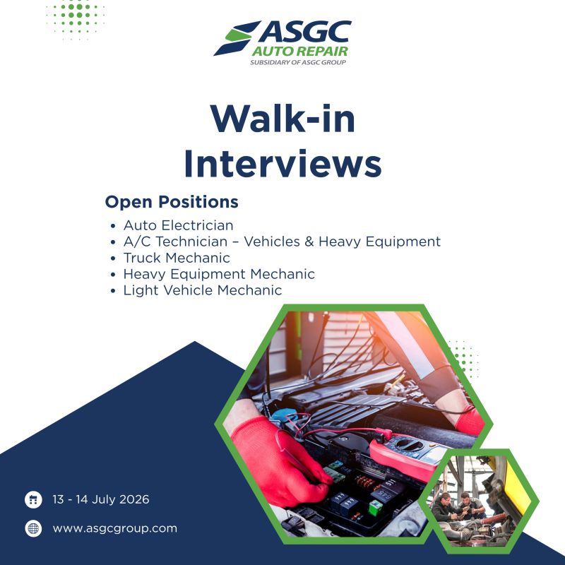 ASGC Auto Repair Walk in Interview Poster
