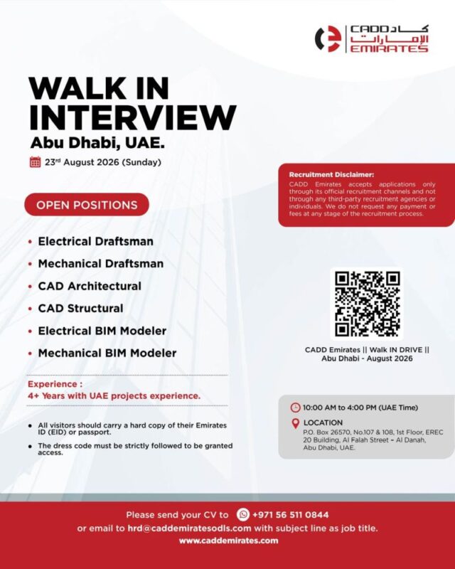 CADD Emirates Walk in Interview Poster