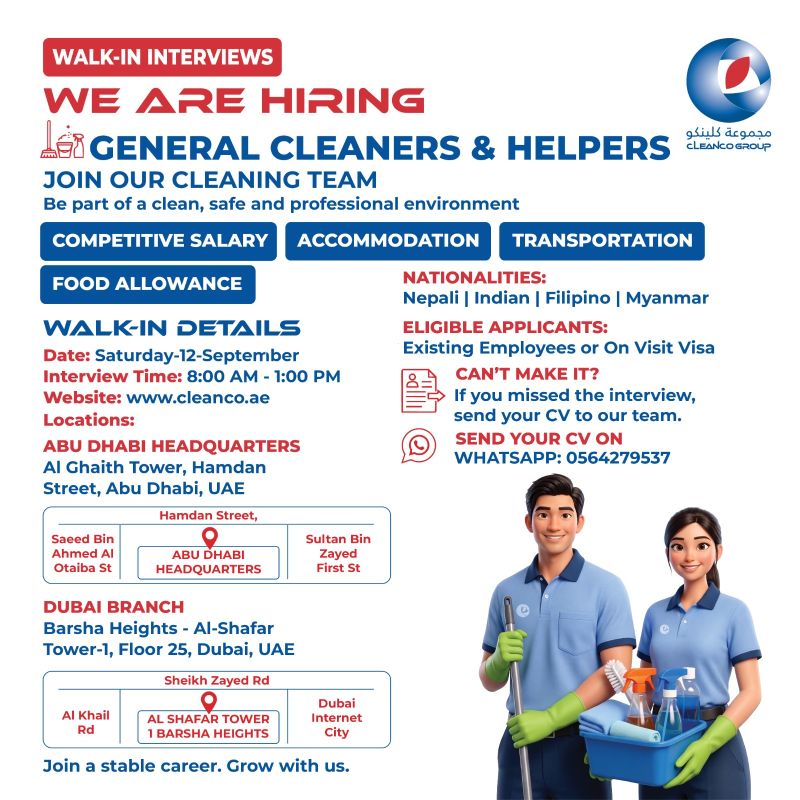 Cleanco Facilities Walk in Interview Poster