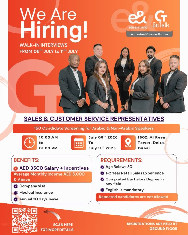 Etisalat Walk in Interview Poster