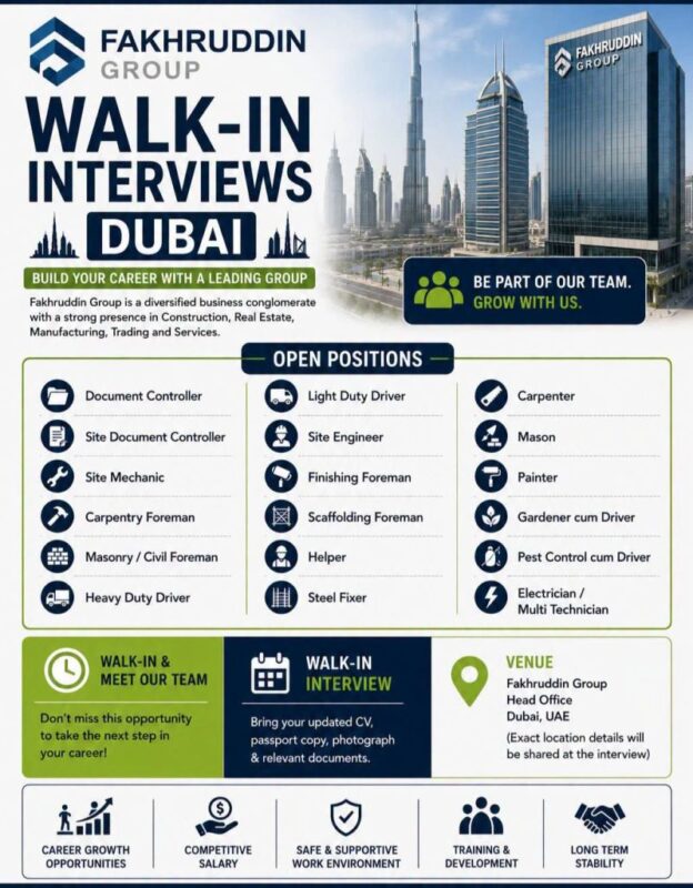 Fakhruddin Group Walk in Interview Poster
