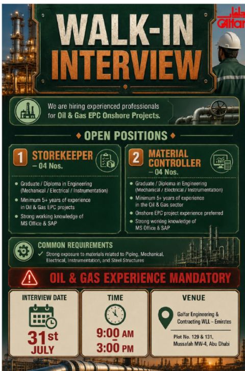 Galfar Engineering Walk in Interview Poster