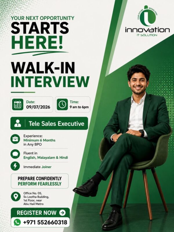 Innovation IT Solution Walk in Interview Poster