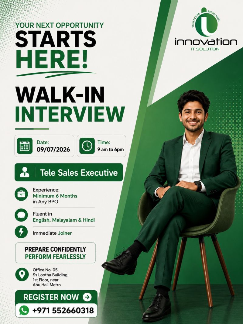 Innovation IT Solution Walk in Interview in Dubai October 2026