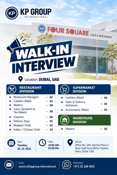 KP Group International Walk in Interview Poster