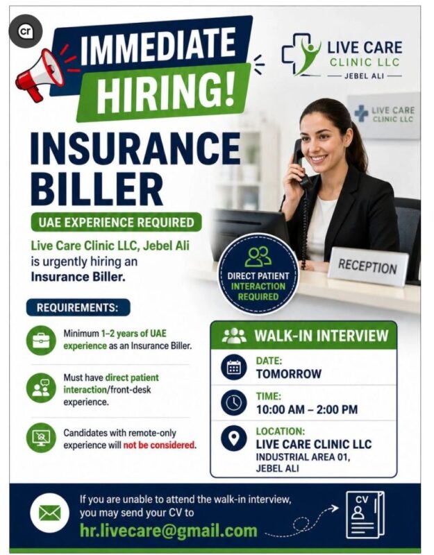 Live Care Clinic Walk in Interview Poster