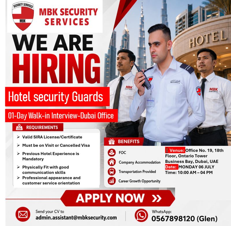 MBK Security Services Walk in Interview Poster