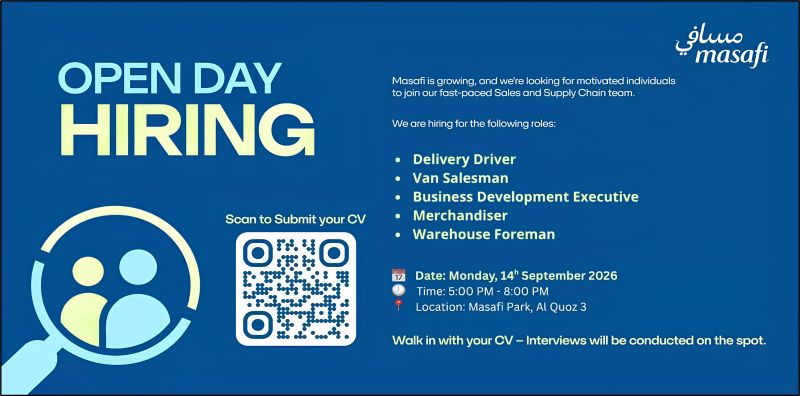 Masafi Open Day Hiring Poster