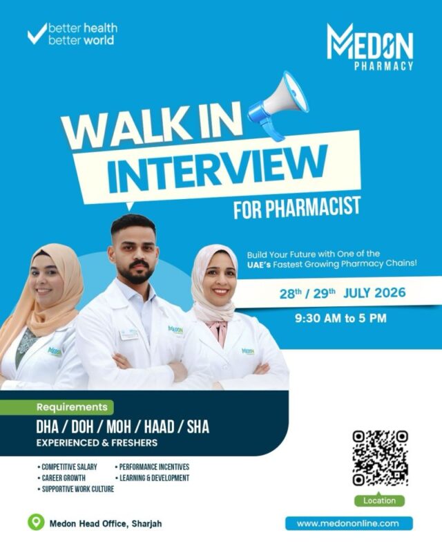 Medon Pharmacy Walk in Interview Poster