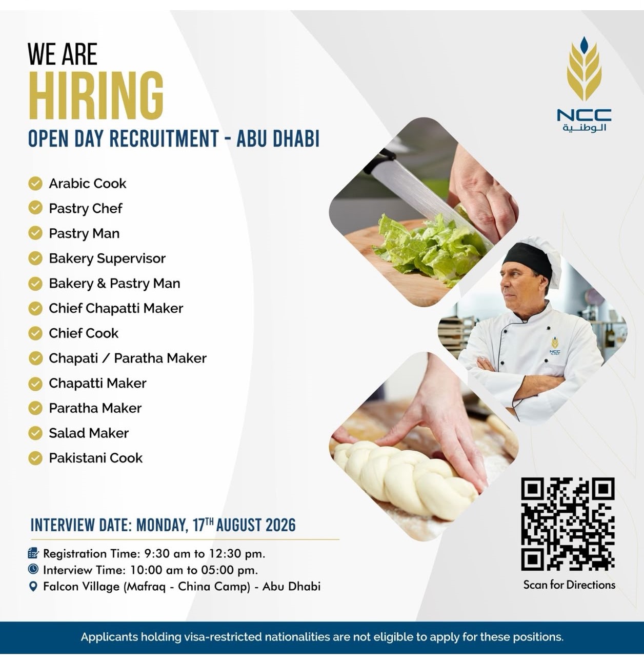 NCC Catering Open Day Recruitment Poster