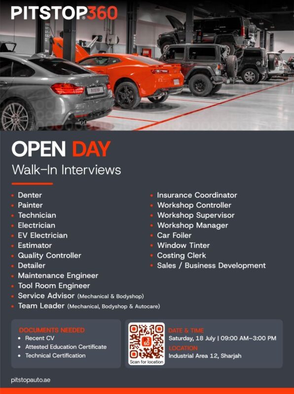PitStop360 Open Day Walk in Interview Poster