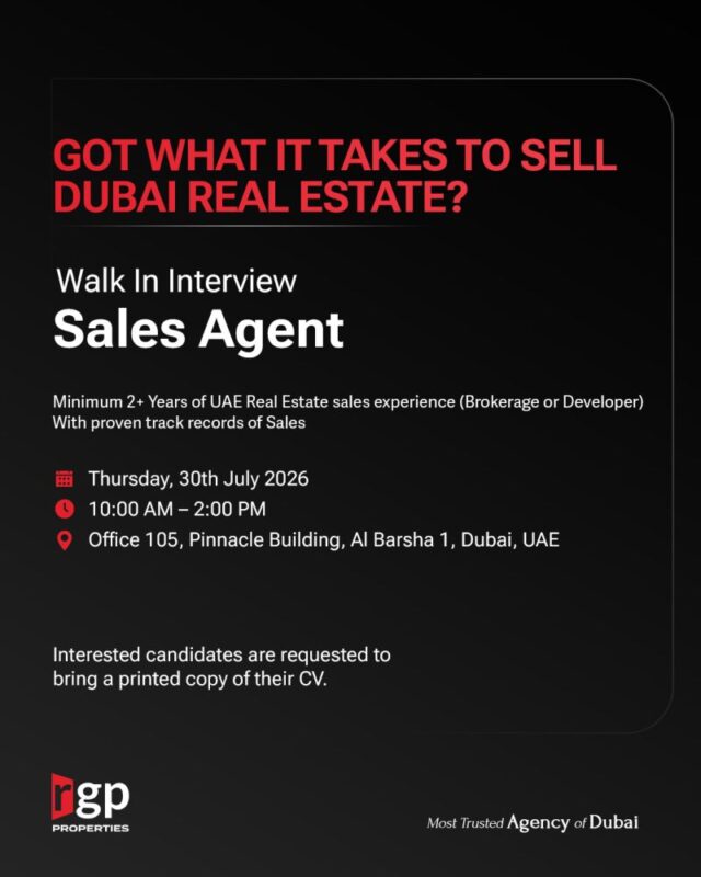 RGP Properties Walk in Interview Poster