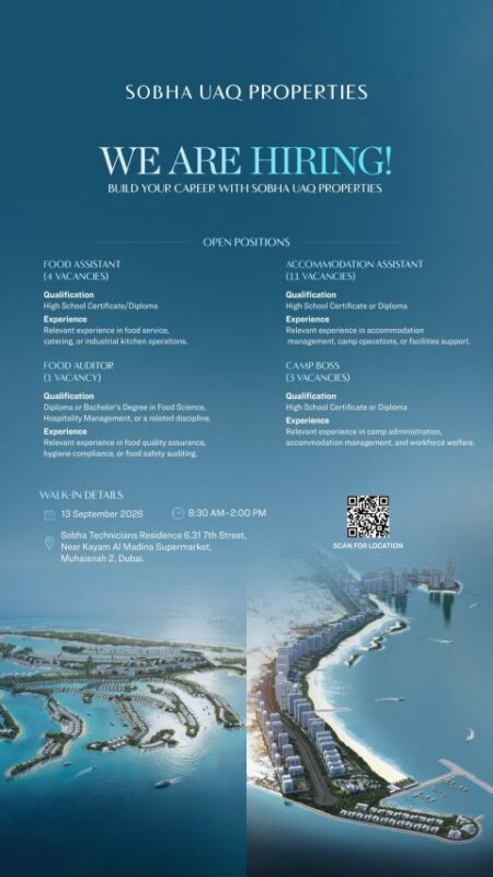 Sobha UAQ Properties Walk in Interview Poster