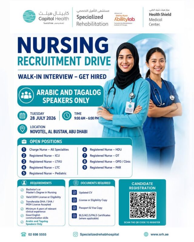 Specialized Rehabilitation Hospital Walk in Interview Poster