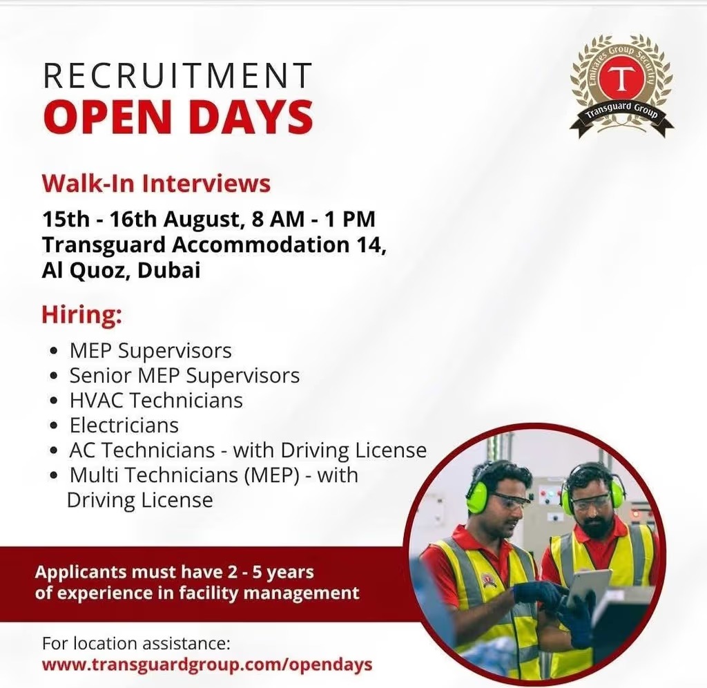 Transguard Group Open Day Recruitment Poster