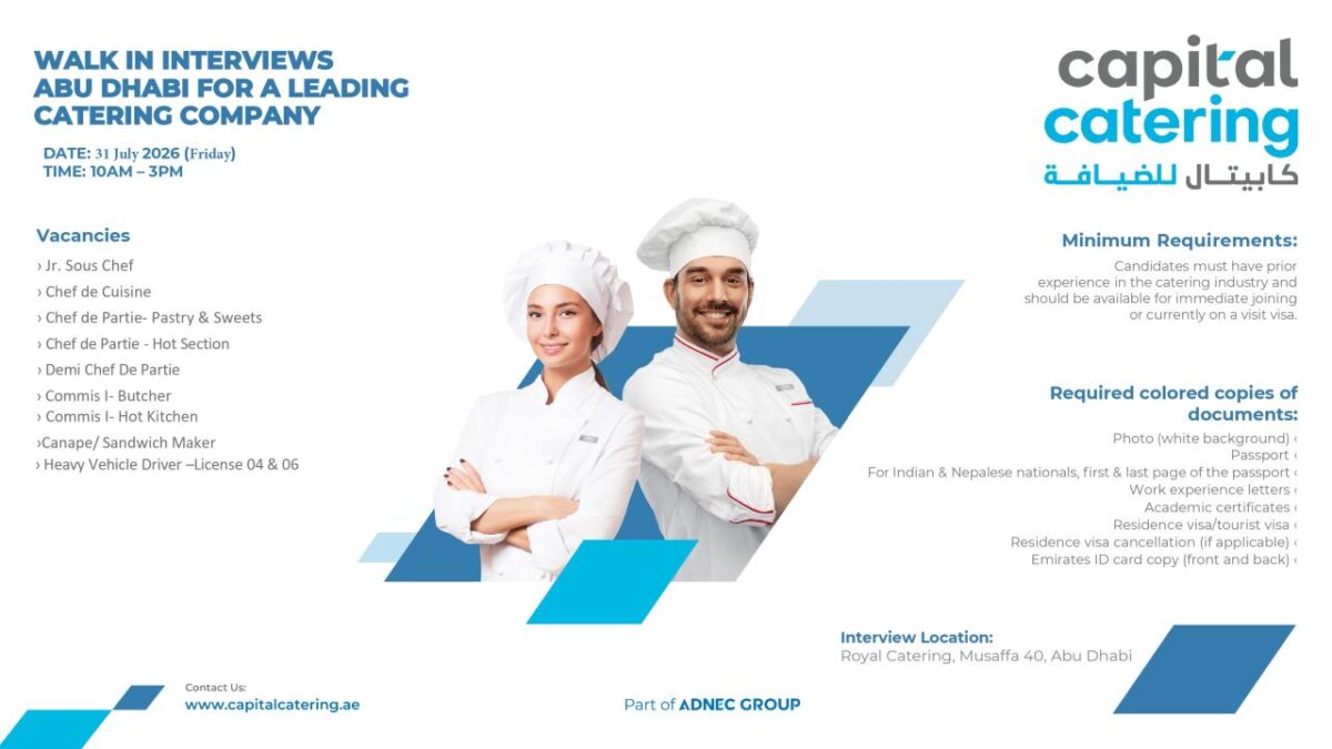 Capital Catering Walk in Interview Poster