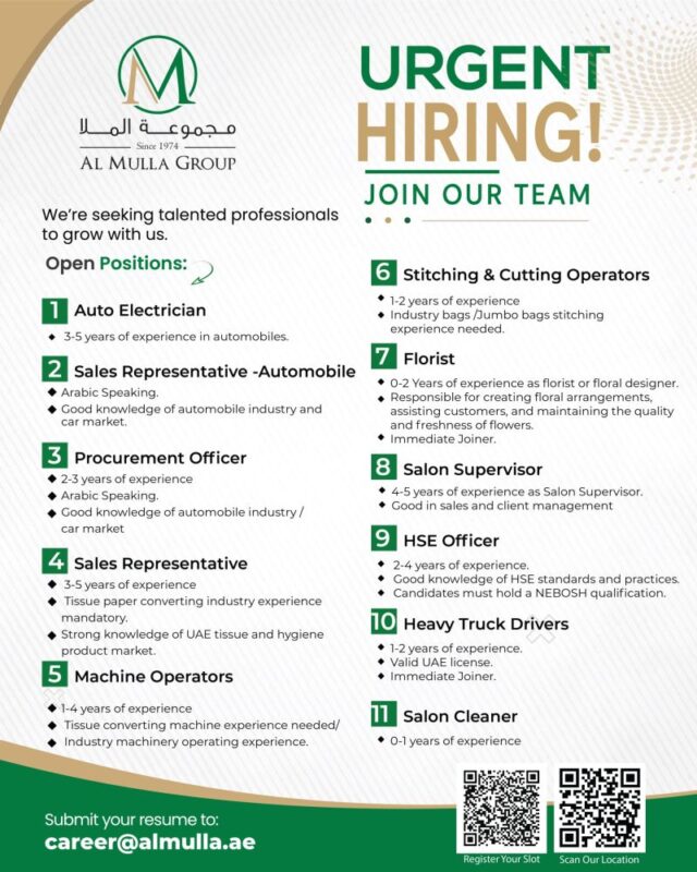 Al Mulla Group Recruitment Poster