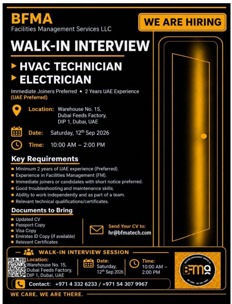 BFMA Facilities Management Walk in Interview Poster