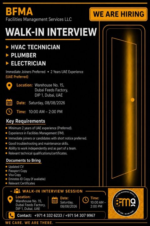 BFMA Facilities Management Walk in Interview Poster