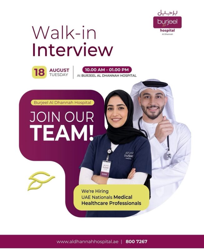 Burjeel Al Dhannah Hospital Walk in Interview Poster
