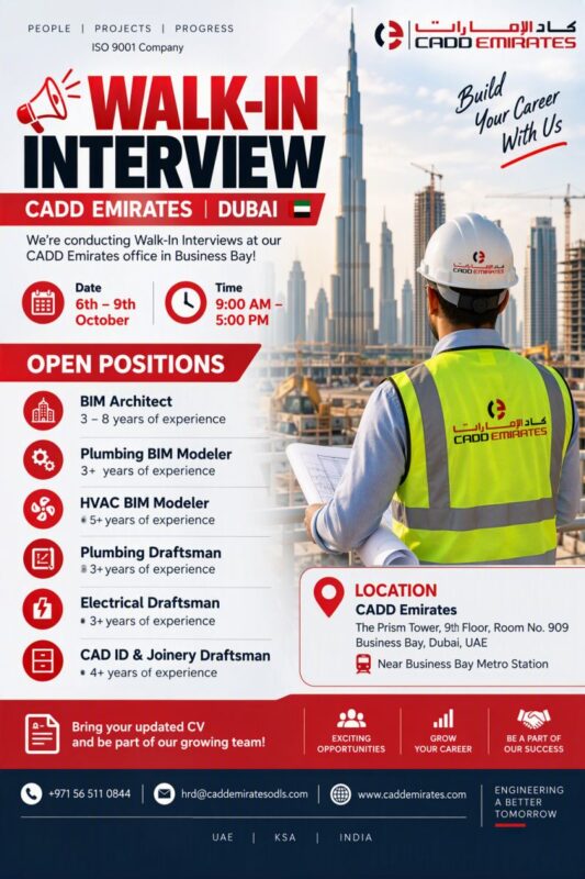 CADD Emirates Walk in Interview Poster