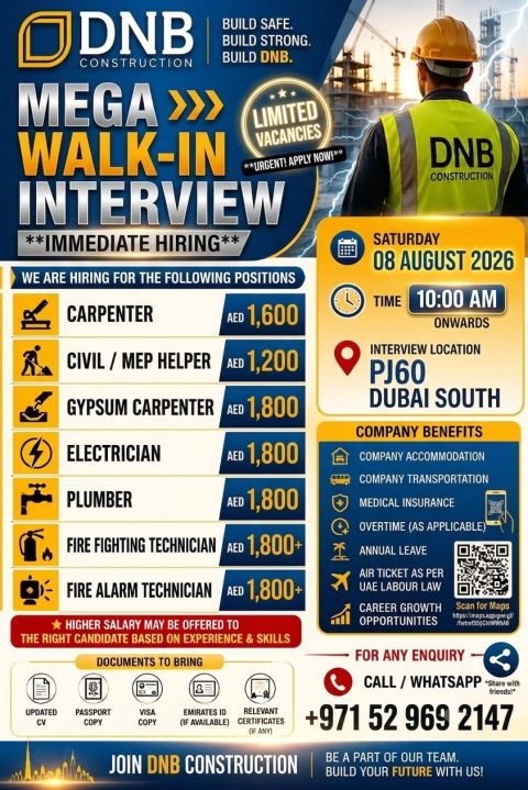 DNB Construction Walk in Interview Poster