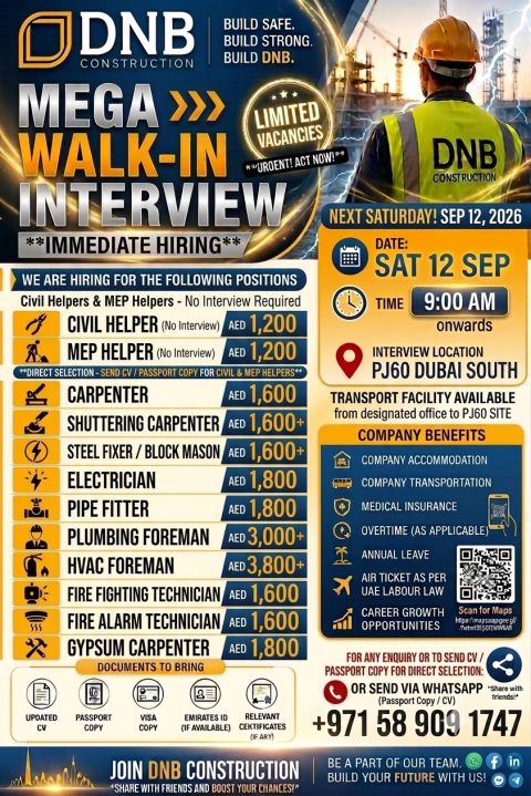 DNB Construction Walk in Interview Poster