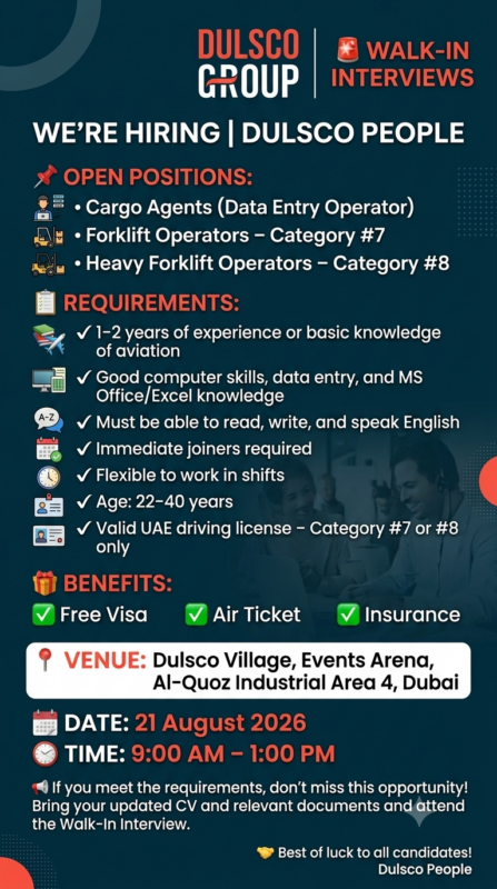 Dulsco Group Walk in Interview Poster