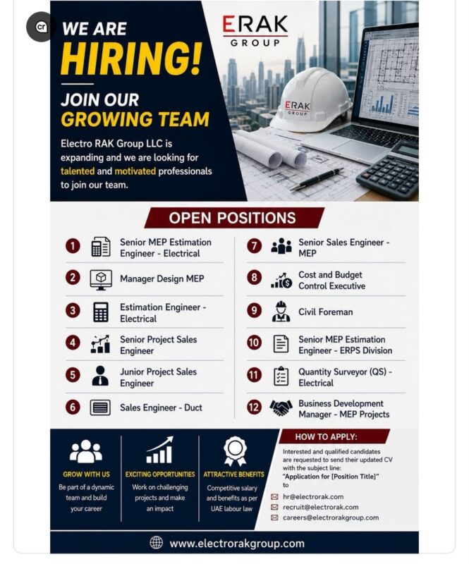 Electro RAK Group Recruitment Poster