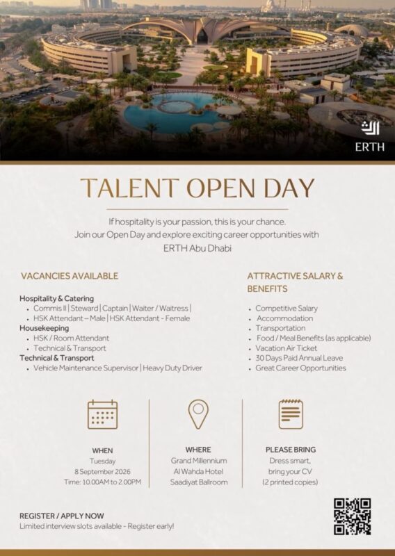 Erth Abu Dhabi Talent Open Day Poster