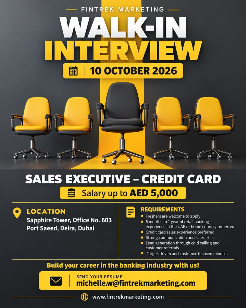 Fintrek Marketing Walk in Interview Poster
