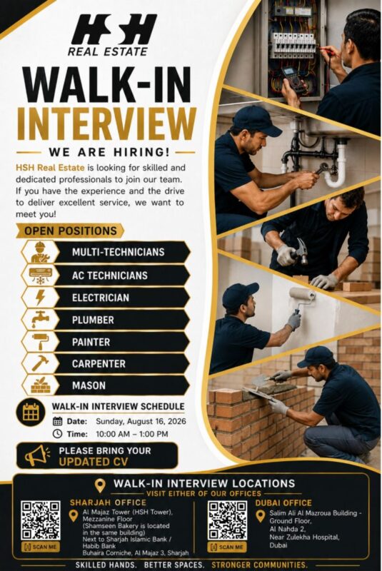 HSH Real Estate Walk in Interview Poster
