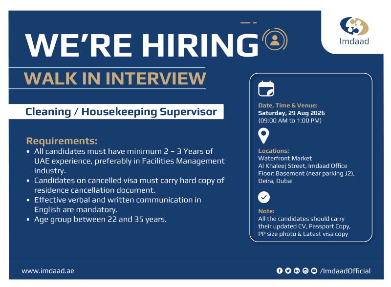 Imdaad Walk in Interview Poster